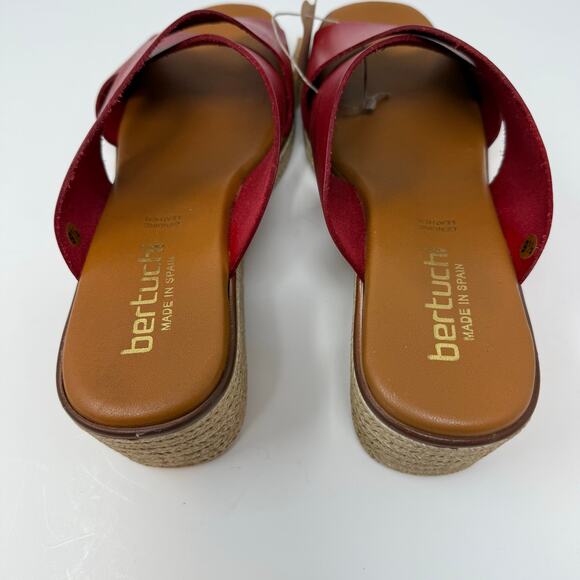 Bertuci Leather Sandals Women's 9.5 (41) Red Espadrilles Wedge Heel Summer NWT - Picture 9 of 15